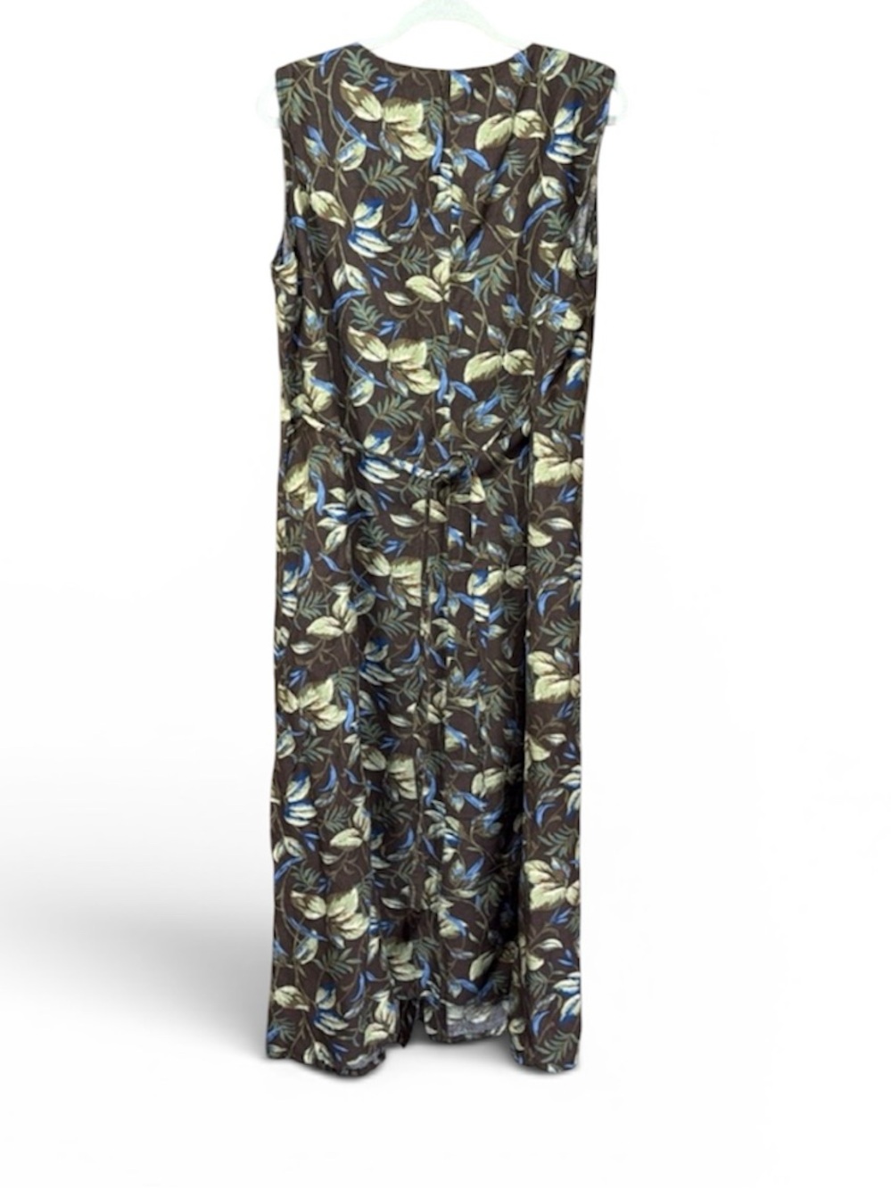 Liz Claiborne LINEN Sleeveless Floral 90s Tie Back Maxi Dress - Picture 4 of 11